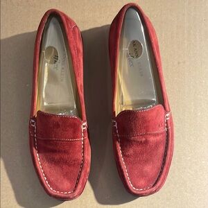 Anne Klein Red Suede Loafers